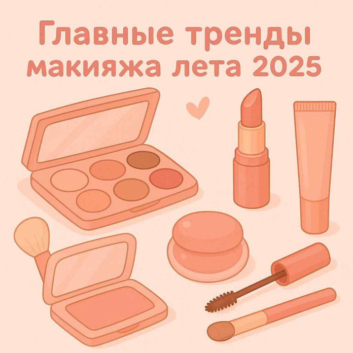 Главные тренды макияжа лета 2025: сияющая кожа, яркие акценты и естественная красота