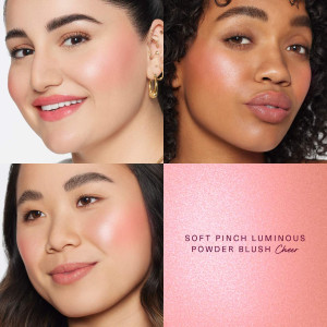 Rare Beauty Soft Pinch Luminous Powder Blush - Cheer (Selena's custom shade) - svetliy, teplyy rozoviy yaltiroq rumyana