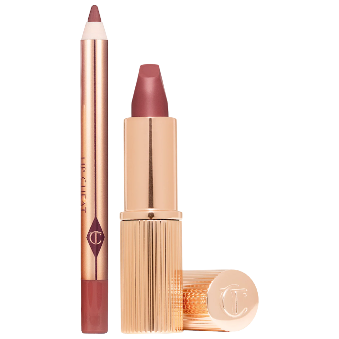 Мини набор карандаш+помада для губ Charlotte Tilbury Mini Pillow Talk Lipstick & Liner Set - Pillow Talk Medium