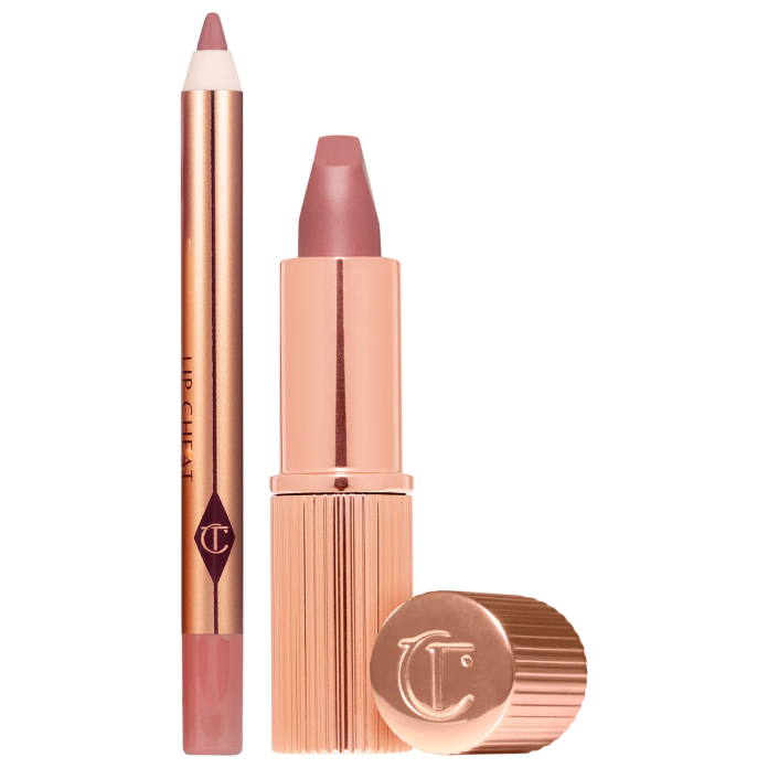 Мини набор карандаш+помада для губ Charlotte Tilbury Mini Pillow Talk Lipstick & Liner Set - Pillow Talk