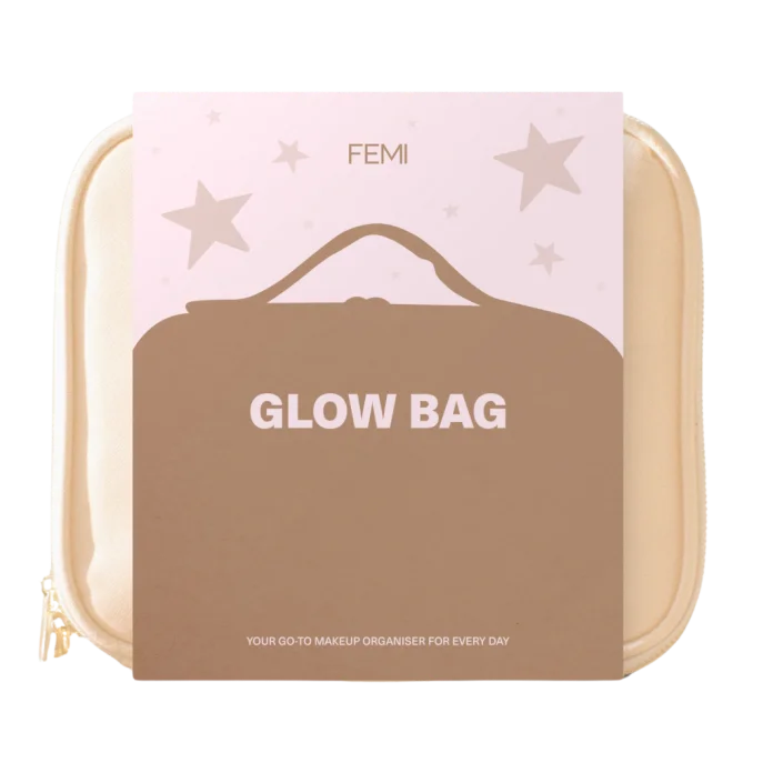 FEMI Glow Bag ko'zgu va LED yoritgichli kosmetichka - Desert Beige