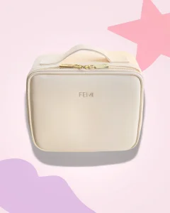 FEMI Glow Bag ko'zgu va LED yoritgichli kosmetichka - Desert Beige