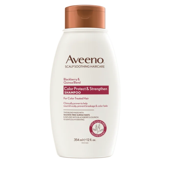 Aveeno Blackberry & Quinoa Shampoo 354 мл bo'yalgan sochlar uchun sulfatsiz shampun