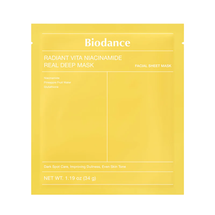 Маска гидрогелевая осветляющая Biodance Radiant Vita Niacinamide Real Deep Mask