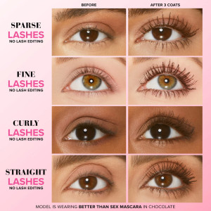 Too Faced Better Than Sex Volumizing & Lengthening Mascara - jigarrang hajm va uzunlik uchun tush