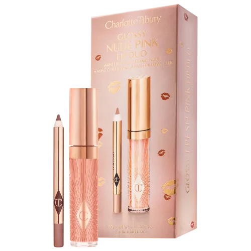 Мини набор карандаш+блеск Charlotte Tilbury Mini Glossy Pink Lip Gloss + Lip Liner Set - Nude Pink