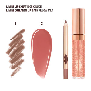 Мини набор карандаш+блеск Charlotte Tilbury Mini Glossy Pink Lip Gloss + Lip Liner Set - Nude Pink