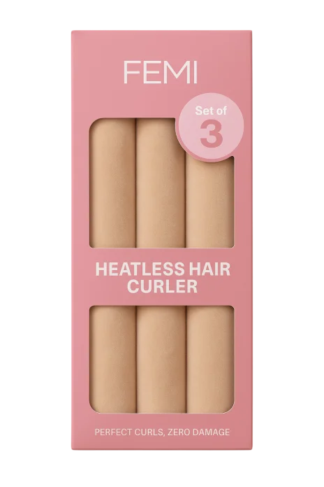 FEMI Heatless Hair Curler - Baby Pink baxmal bigudilar to'plami