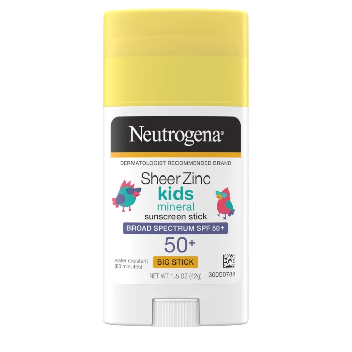 Neutrogena Sheer Zinc bolalar mineral quyoshdan himoya qiluvchi stik SPF 50+ suvga chidamli