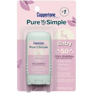 Детский солнцезащитный стик для лица и тела водостойкий SPF 50 Coppertone Pure and Simple Baby Sunscreen Stick SPF 50