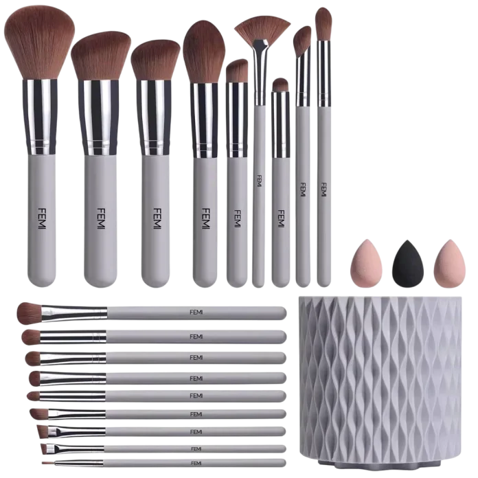 Femi Cosmetics - Moon Dust qulay aylanuvchi ushlagichli makiyaj cho'tkalari to'plami
