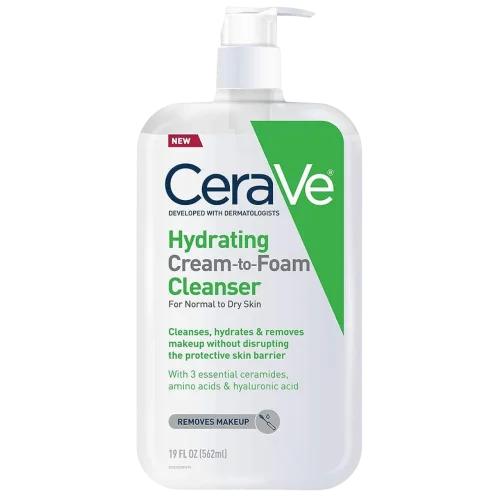 Увлажняющий крем-пенка для умывания CeraVe Hydrating Cream-to-Foam Cleanser, Makeup Remover - 562мл
