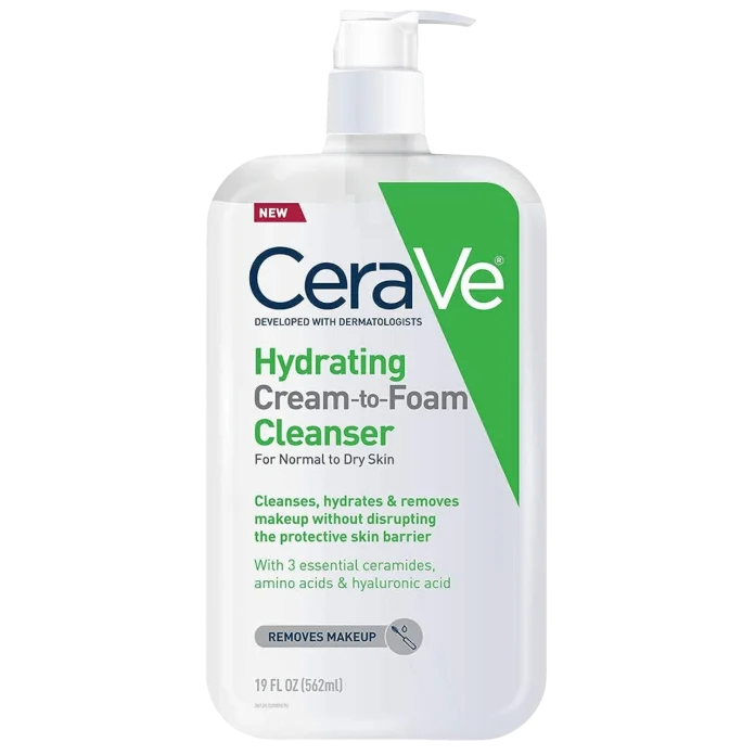 CeraVe Hydrating Cream To Foam Cleanser, Makeup Remover - 562ml namlantiruvchi krem-ko'pik yuz yuvish uchun