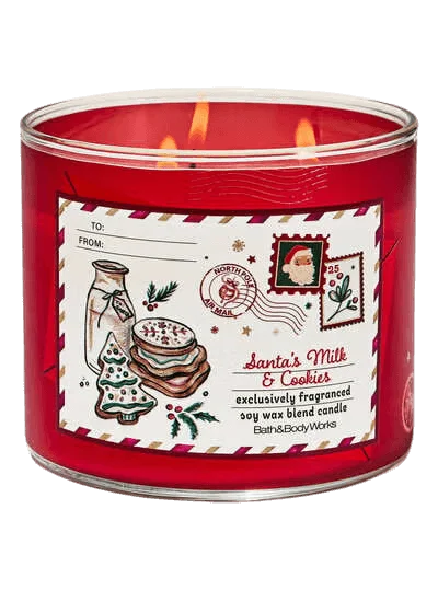 Ароматическая свеча с 3 фитилями Bath & Body Works Santa's Milk & Cookies 3-Wick Candle - 411 г