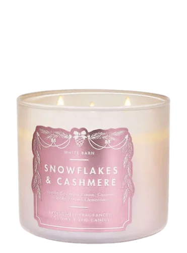 Ароматическая свеча с 3 фитилями Bath & Body Works White Barn Snowflakes & Cashmere 3-Wick Candle - 411 г