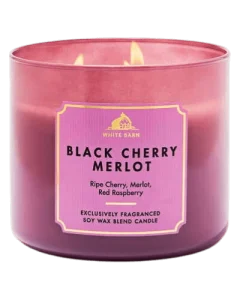 Bath & Body Works White Barn Black Cherry Merlot 3-Wick Candle - 411 g uch fittilli xushbo'y sham
