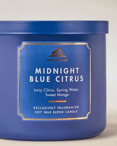 Ароматическая свеча с 3 фитилями Bath & Body Works White Barn Midnight Blue Citrus 3-Wick Candle - 411 г