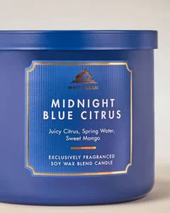 Bath & Body Works White Barn Midnight Blue Citrus 3-Wick Candle 3 pilikli xushbo'y sham - 411 g