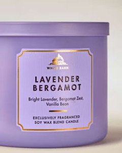 Ароматическая свеча с 3 фитилями Bath & Body Works White Barn Lavender Bergamot 3-Wick Candle - 411 г