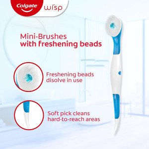 Одноразовые мини-зубные щётки для свежести Colgate Max Fresh Wisp Disposable Mini Travel Toothbrushes, Peppermint - 24штуки