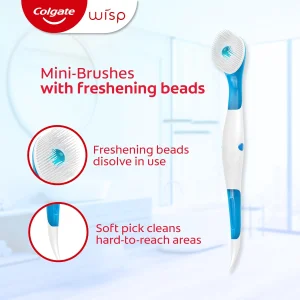 Colgate Max Fresh Wisp Disposable Mini Travel Toothbrushes, Peppermint bir martalik mini tish cho'tkalari - 24shuki