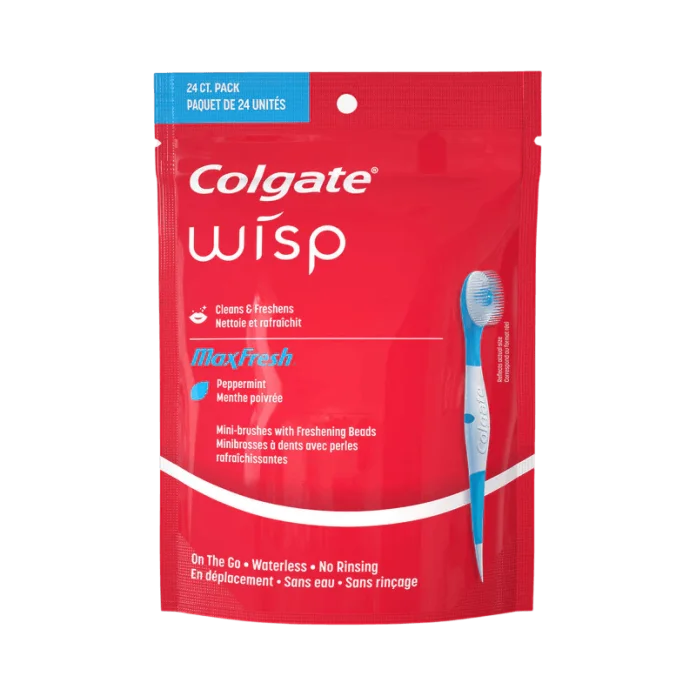 Colgate Max Fresh Wisp Disposable Mini Travel Toothbrushes, Peppermint bir martalik mini tish cho'tkalari - 24shuki