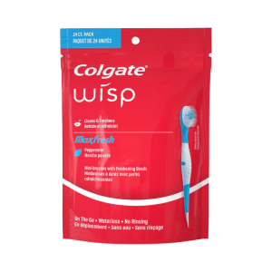Одноразовые мини-зубные щётки для свежести Colgate Max Fresh Wisp Disposable Mini Travel Toothbrushes, Peppermint - 24штуки
