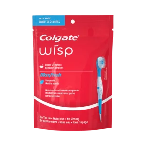 Colgate Max Fresh Wisp Disposable Mini Travel Toothbrushes, Peppermint bir martalik mini tish cho'tkalari - 24shuki