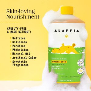 Alaffia Babies & Kids Bubble Bath Coconut & Chamomile - 950 ml kokos va moychechakli, shia yog'li bolalar vanna ko'pigi