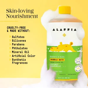 Alaffia Babies & Kids Bubble Bath Coconut & Chamomile - 950 ml kokos va moychechakli, shia yog'li bolalar vanna ko'pigi