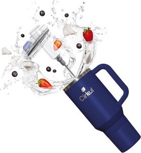Термостакан с трубочкой и ручкой Cirkul Midnight Blue Stainless Steel Tumbler All-Day StrawSip™