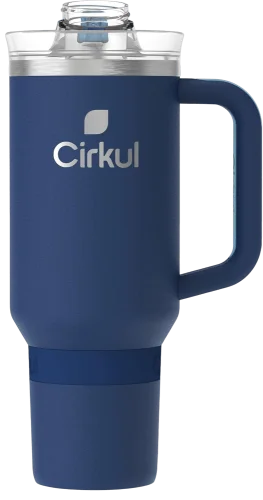 Термостакан с трубочкой и ручкой Cirkul Midnight Blue Stainless Steel Tumbler All-Day StrawSip™
