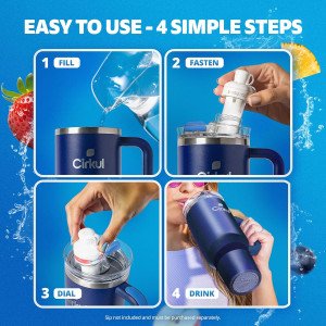 Термостакан с трубочкой и ручкой Cirkul Midnight Blue Stainless Steel Tumbler All-Day StrawSip™