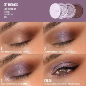 Kaja Eye Bento Bouncy Eyeshadow Trio - Taro Bubble Tea ko'z tenlari triosi