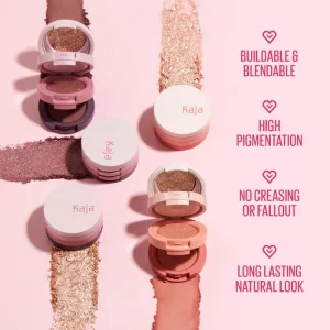 Kaja Eye Bento Bouncy Eyeshadow Trio - Taro Bubble Tea ko'z tenlari triosi
