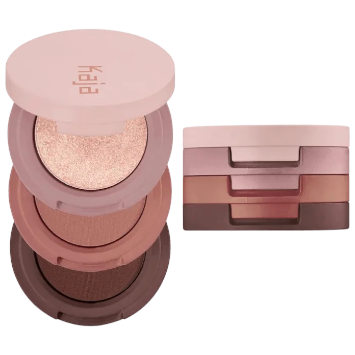 Kaja Eye Bento Bouncy Eyeshadow Trio - Chocolate Dahlia 08 ko'z uchun tenlar triosi
