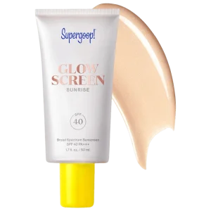 Supergoop! Glowscreen SPF 40 gialuron kislotasi va niatsinamidli quyoshdan himoyalovchi krem - 50 ml