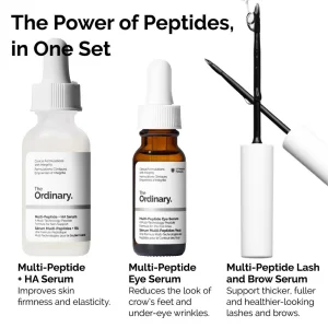 Пептидный набор для лица, глаз, ресниц и бровей The Ordinary Power of Peptides Set, 3 средства