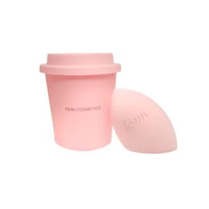 Спонжик с удобным стаканчиком для хранения Femi Cosmetics - Baby Pink