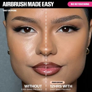 Matlashtiruvchi presslangan pudra HUDA BEAUTY Easy Bake Airbrush Matte Pressed Setting Powder Peach Cupcake, 8.5 g