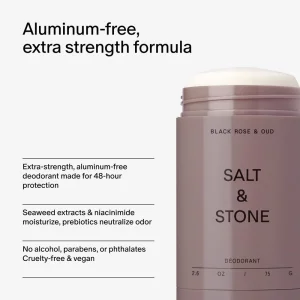 Alyuminiysiz dezodorant SALT & STONE Black Rose & Oud Extra-Strength, 75 g