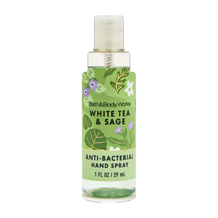 Bath & Body Works White Tea & Sage antibakterial qo'l spreyi, 29 ml