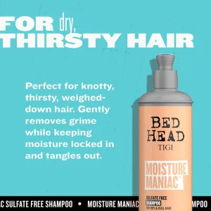 Увлажняющий бессульфатный шампунь для сухих и тусклых волос TIGI Bed Head Moisture Maniac, 400 мл