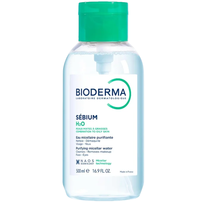 BIODERMA sebium h2o 500ml yog'li va aralash teri uchun pompalik miselyar suv