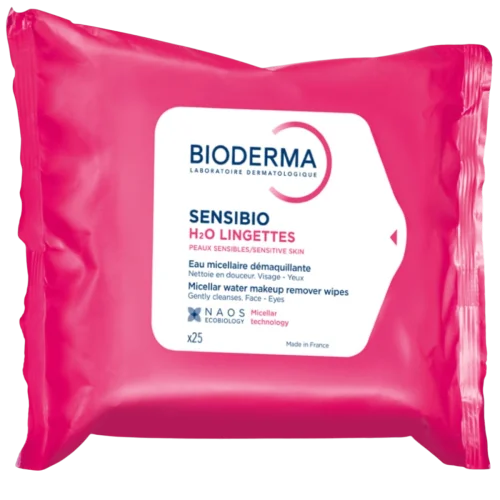 Салфетки для снятия макияжа для чувствительной кожи Bioderma Sensibio H2O Wipes - 25 салфеток