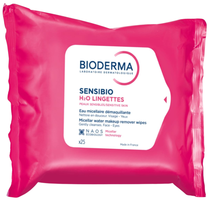 Салфетки для снятия макияжа для чувствительной кожи Bioderma Sensibio H2O Wipes - 25 салфеток