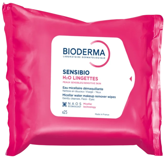 Bioderma Sensibio H2O Wipes - 25 salfetka sezgir teri uchun makiyajni tozalash salfetkalari