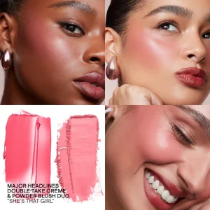 PATRICK TA Mini Major Headlines Double-Take Crème & Powder Blush Duo - She's That Girl kremli va pudrali rumyananing mini-dueti