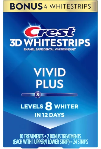 Набор отбеливающие полоски для зубов Crest 3D Whitestrips Vivid Plus - 12 пакетиков