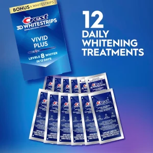 Crest 3D Whitestrips Vivid Plus - 12 пакетиков tishlarni oqartiruvchi poloskalar to'plami